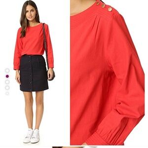 A.P.C. / Casablanca Red rouge bateau button blouse top 36 Small S
